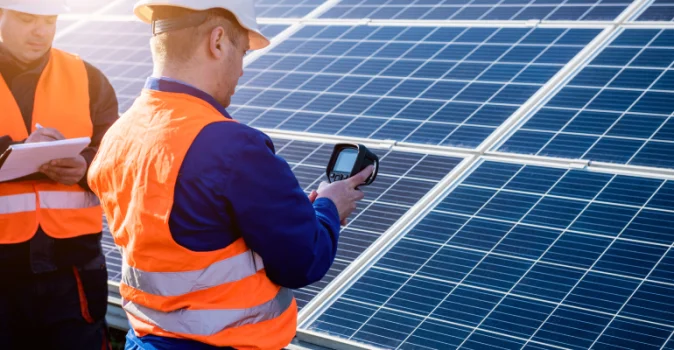 Monteur controleert infraroodpanelen
